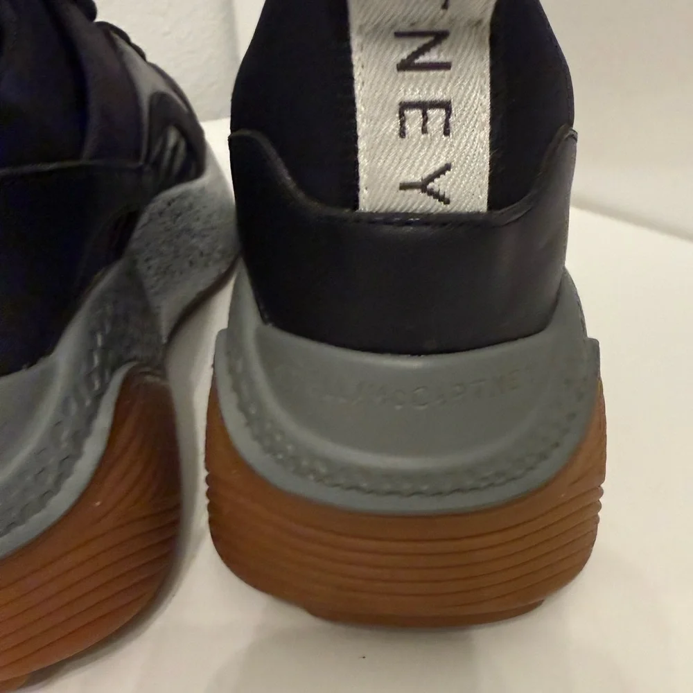 Stella McCartney Black Faux Leather and Suede Eclypse Sneakers Size 37